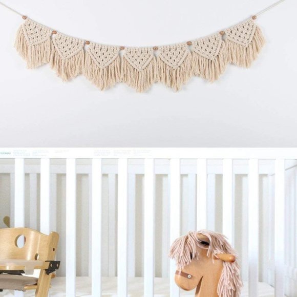 Free People Macrame BOHO Fringe Garland Baner Hang - Picture 2 of 10